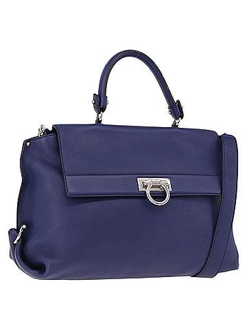 Salvatore Ferragamo Sofia Satchel Leather Blue Leather Handbag (view 1)
