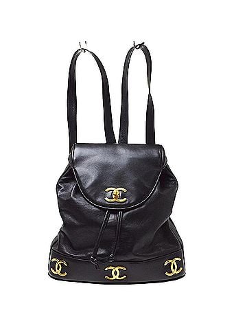 Chanel Cc Backpack Lambskin Black Leather Backpack Bag (view 1)