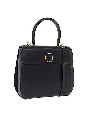Salvatore Ferragamo Gancini Leather Black Leather Handbag (view 1)