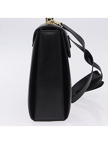 Salvatore Ferragamo Gancini Leather Black Leather Handbag (view 2)
