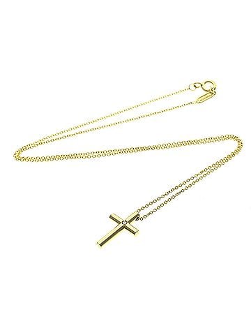 Tiffany & Co. Cross Pendant 18K Yellow Gold With Diamond Gold Yellow_Gold Necklace Jewelry (view 1)