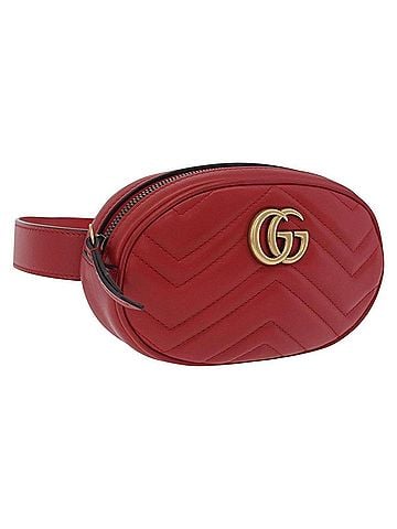 Gucci Gg Marmont Belt Matelasse Leather Red Leather Handbag (view 1)
