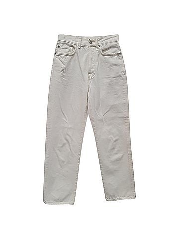 Acne Acne Studios Mece Beaten Straight Leg Jeans in White Cotton (view 1)