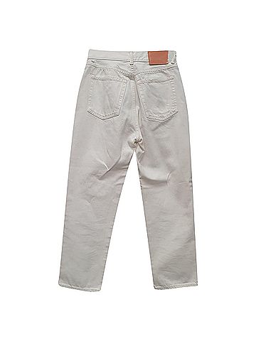 Acne Acne Studios Mece Beaten Straight Leg Jeans in White Cotton (view 2)