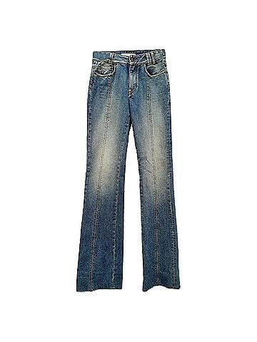 Alessandra Rich Alessandra Rich Flared Jeans in Light Blue Cotton Denim (view 1)