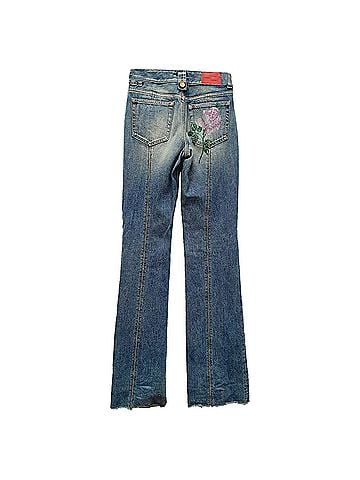 Alessandra Rich Alessandra Rich Flared Jeans in Light Blue Cotton Denim (view 2)