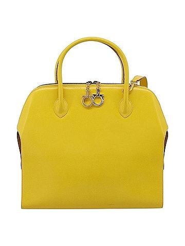 Salvatore Ferragamo Gancini Leather Yellow Leather Handbag (view 1)