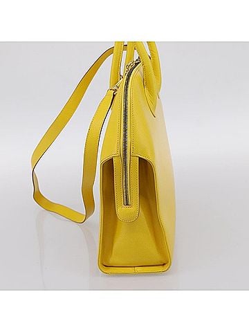 Salvatore Ferragamo Gancini Leather Yellow Leather Handbag (view 2)
