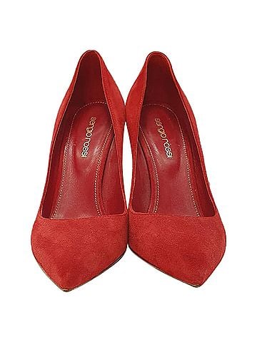 Sergio Rossi Sergio Rossi Pointed Toe Pumps in Red Suede (view 2)