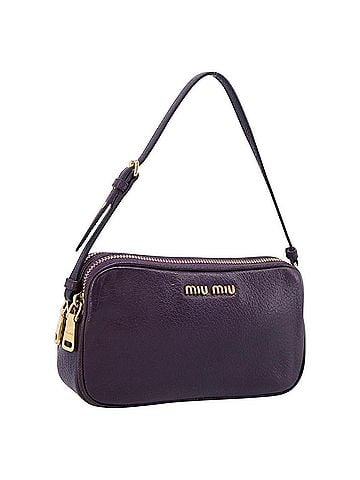 Miu Miu Double Zip Pochette Leather Purple Leather Clutche &amp; Pouche Bag (view 1)