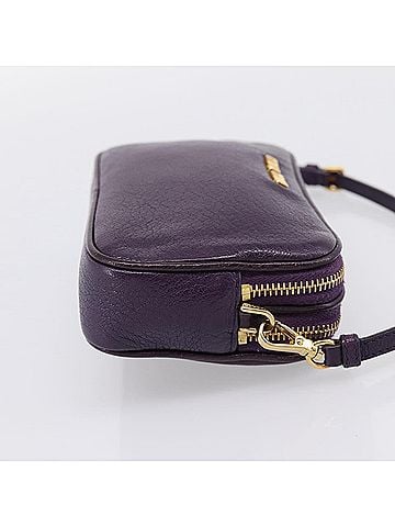 Miu Miu Double Zip Pochette Leather Purple Leather Clutche &amp; Pouche Bag (view 2)