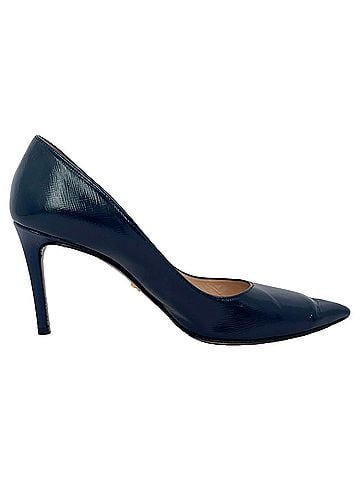 Prada Prada Pointed-Toe Pumps in Navy Blue Patent Leather (view 1)