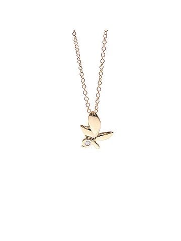 Tiffany & Co. Paloma Picasso Olive Leaf Pendant 18K Rose Gold With Diamond Gold Pink_Gold Necklace Jewelry (view 2)