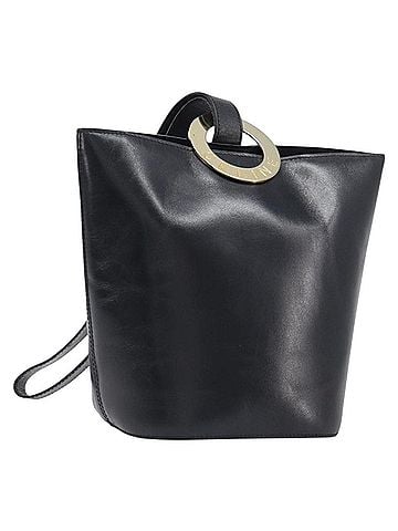 Céline Shoulder Bag Circle Logo Leather Black Leather Shoulder Bag Bag (view 1)