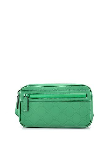 Gucci Front Zip Belt Bag GG Rubber Effect Leather (view 1)