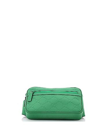 Gucci Front Zip Belt Bag GG Rubber Effect Leather (view 2)