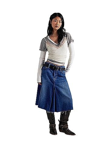 We the Free Denim Skirt (view 1)