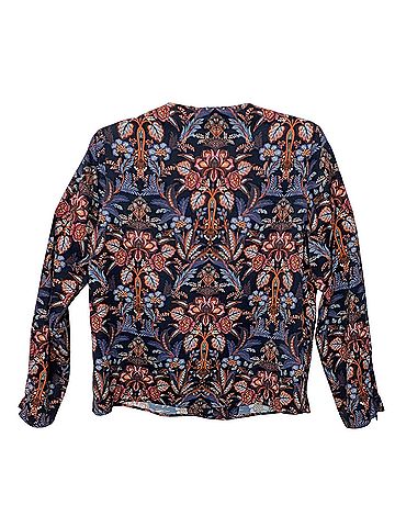 Ecru Cate Zip Front Floral Paradise Long Sleeve Blouse (view 2)
