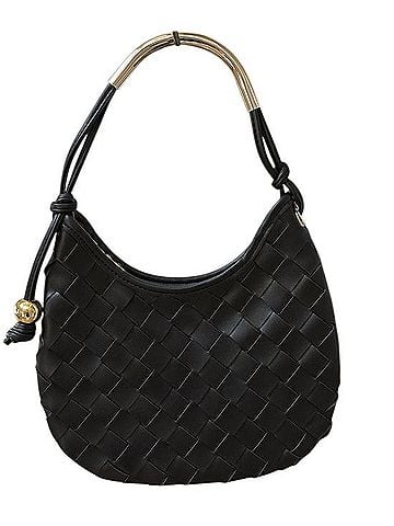 Moda Luxe Moda Luxe Black Woven Shoulder Bag with Gold Handle Shoulder Bag (view 1)