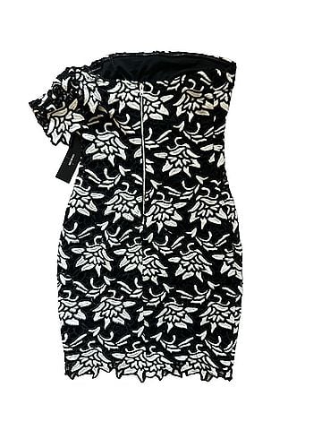 Lulus Black and White Lace Mini Cocktail Dress (view 2)
