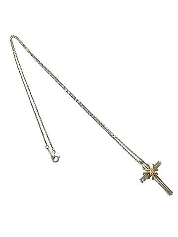 Tiffany & Co. TIFFANY&amp;Co. Tiffany Vintage Signature Cross Necklace, Sterling Silver 925, 18K 750YG, Accessory, Item Number 24541 (view 1)