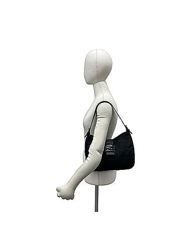 Fendi FENDI Vintage Zucca FF Pattern Canvas Leather One Shoulder Bag Handbag Black 34022 (view 2)