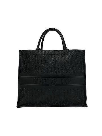 Christian Dior Christian Dior Book Tote Trotter Logo Embossed Leather Bag Handbag Black 23397 (view 1)