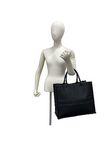 Christian Dior Christian Dior Book Tote Trotter Logo Embossed Leather Bag Handbag Black 23397 (view 2)