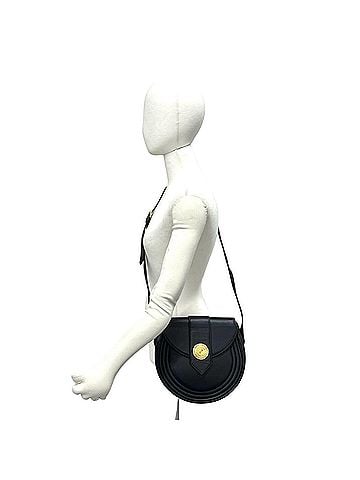 Yves Saint Laurent YVES SAINT LAURENT Vintage Round Logo Hardware Leather Shoulder Bag, Black c10-6 (view 2)