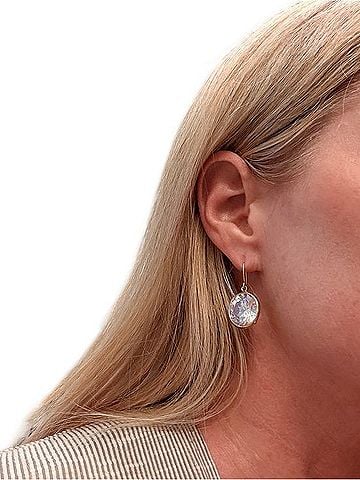 J.Crew Gold-Tone Round Clear Crystal Drop Earrings Ear Muffs (view 1)