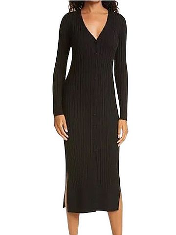 Club Monaco Wool Ribbed Cardigan Dress Casual Dress (view 2)