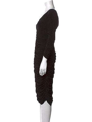 Norma Kamali V-Neck Knee-Length Dress Cocktail Dress (view 2)
