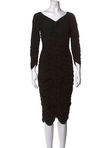 Norma Kamali V-Neck Knee-Length Dress Cocktail Dress (view 1)