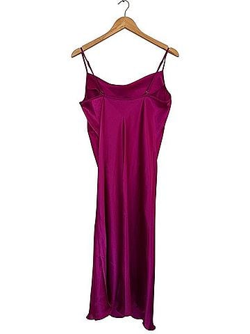 Bebe Babydoll Cowl Satin Midi Slip Dress Casual Dress (view 2)