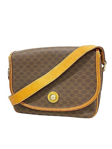 Céline Celine Macadam Shoulder Bag, Brown, Women's (view 1)
