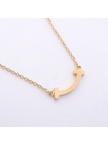 Tiffany & Co. Tiffany &amp; Co. T Smile Mini Necklace, 18K Pink Gold, Diamond, Women's (view 2)