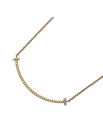 Tiffany & Co. Tiffany &amp; Co. T Smile Small Necklace, 18K Yellow Gold, Diamond, Women's (view 1)
