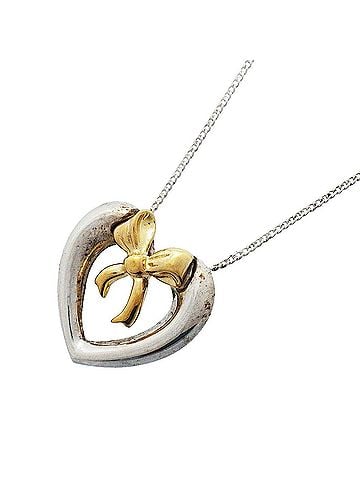 Tiffany & Co. Tiffany &amp; Co. Necklace, Heart Ribbon Design, 18K Yellow Gold (KYG), Sterling Silver (925), Women's (view 1)