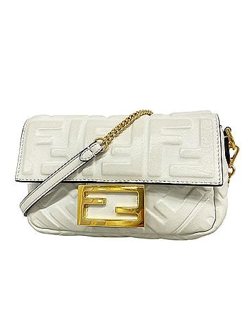 Fendi Fendi Bucket Shoulder Bag, Leather, White, Women's (view 1)