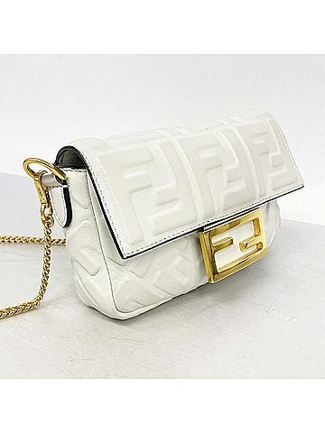 Fendi Fendi Bucket Shoulder Bag, Leather, White, Women's (view 2)