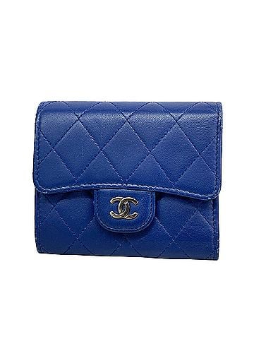 Chanel Chanel Tri-fold Wallet, Matelassé Lambskin, Blue, Women's, OP018782 (view 1)