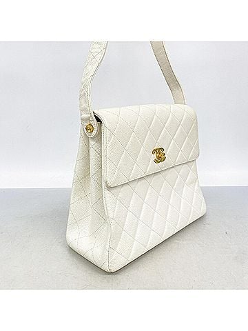 Chanel Chanel Matelassé Shoulder Bag, Caviar Leather, White, Women's OP013720 (view 2)