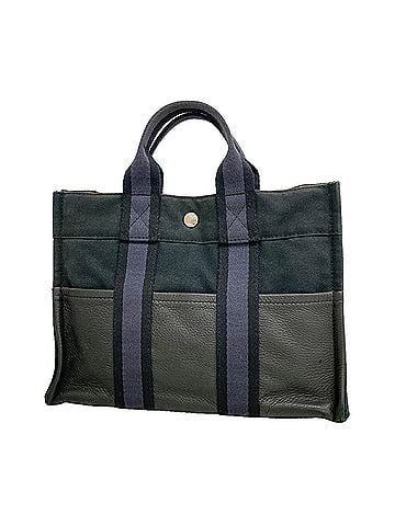 Hermès Hermes Fourre-Tout PM Half Leather Canvas Handbag, Black, Women's (view 1)