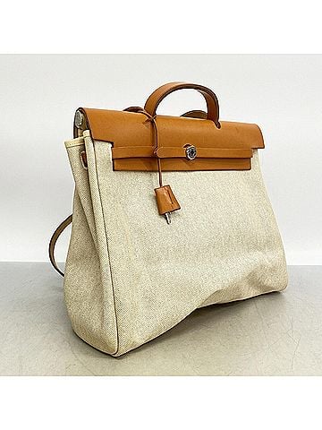 Hermès Hermes Herbag MM handbag, Toile H, natural, ?B stamp, 2-way bag for women (view 2)