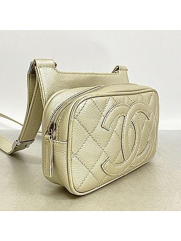 Chanel Chanel Matelassé Shoulder Bag, Caviar Leather, Metallic Gray, Women's (view 2)