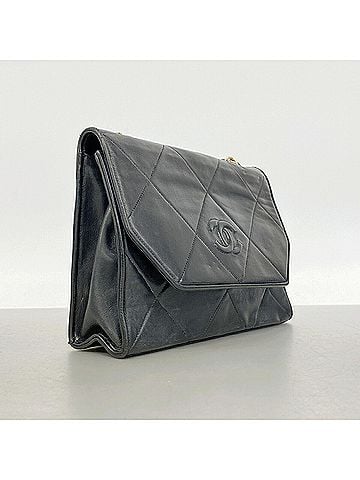 Chanel Chanel Matelassé Chain Shoulder Bag, Lambskin, Black, Women's (view 2)