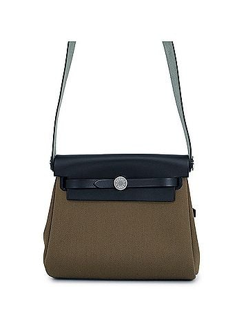 Hermès Hermes Shoulder Bag Herbag Zip Mini Vert Olive Khaki Vache Hunter Toile Military G Stamp Handbag HERMES (view 1)