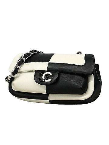 Chanel Chanel Shoulder Bag, Chain Shoulder, Bicolor Lambskin, Black and White, Women's (view 1)