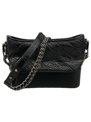 Chanel Chanel Shoulder Bag, Chain Shoulder, Gabrielle, Leather, Black Gold, Women's (view 1)