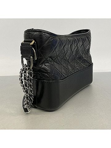 Chanel Chanel Shoulder Bag, Chain Shoulder, Gabrielle, Leather, Black Gold, Women's (view 2)